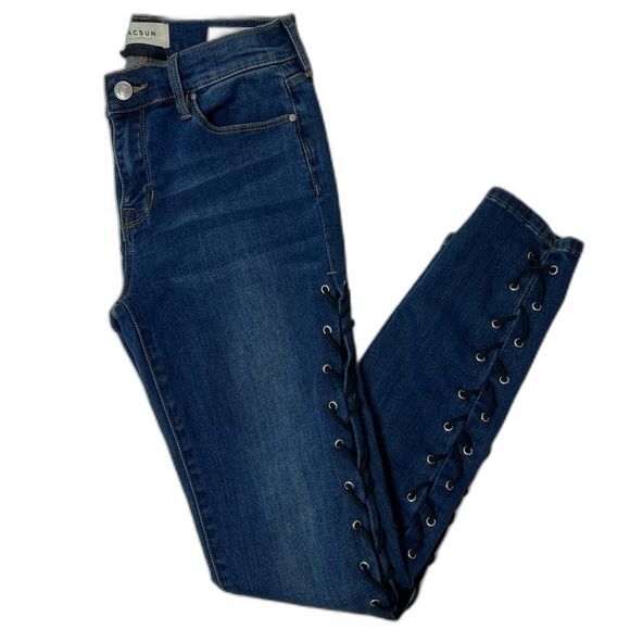 PacSun Lace Up High Rise Ankle Jegging Jeans Dark Wash Size 25 - Picture 1 of 6